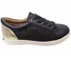 Homyped Womens Lotti Lace Lace Up Leather Wide Fit Casual Shoes - Navy