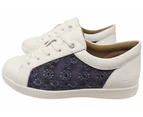 Homyped Womens Lotti Lace Lace Up Leather Wide Fit Casual Shoes - White