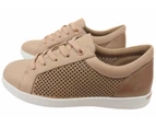 Homyped Womens Lotti Lace Lace Up Leather Wide Fit Casual Shoes - Nude
