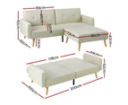 Artiss Sofa Bed Ottoman 200CM Beige Faux Linen