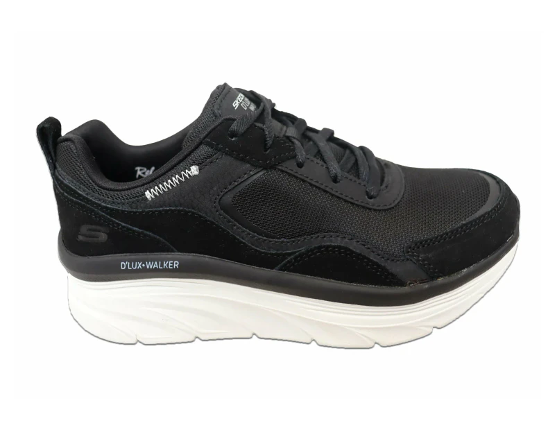 Skechers Womens Relaxed Fit D Lux Walker Lovely Touch Shoes - Black White