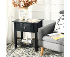 Bedside Table Sofa Side End Table Wooden Nightstand with Storage Drawer Black