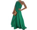 Women's Summer One Shoulder Sleeveless Beach Maxi Dress-green