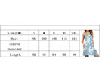 Women's Summer Sleeveless Casual Floral Print Midi Dress with Pocket-Lily light blue