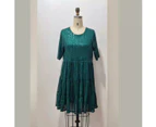 Women Sequin Dress Short Flowy Tiered Ruffle Loose Dress-green