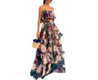 Women's Floral Crop Top Maxi Skirts Set 2 Piece Outfit Dress-Image Color