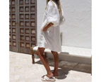 Women's Short Sleeve Dress Babydoll Linen Casual Mini Dress-white