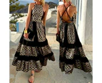 Women's Maxi Dresses Halter Neck Summer Sleeveless Off Shoulder Elegant Long Dress-black