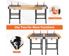 Costway Folding Work Table & Sawhorse Portable Wood Workstation Workbench w/Quick Clamps & Tool Boxes, Measuring Repairing