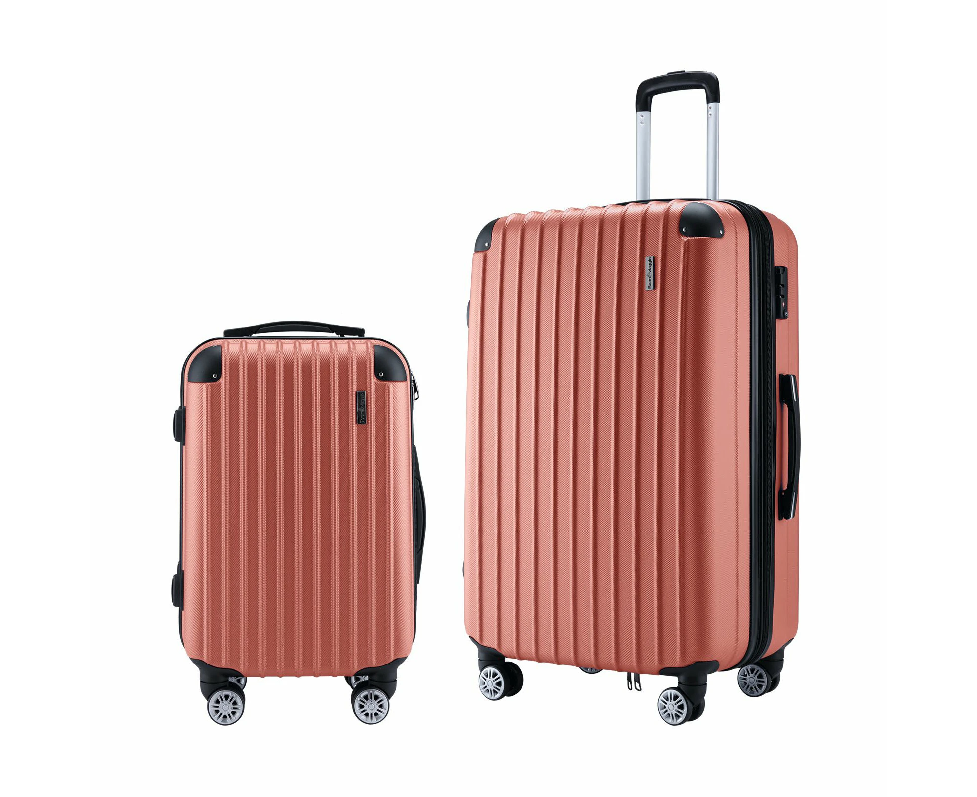 2Pcs Luggage Set Carry On Suitcases Travel Case Cabin Hard Shell Travelling Bags Hand Baggage Lightweight Rose Gold