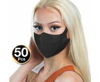 3D Duckbill 3 PLY Stylish Summer Masks 50Pcs - Black