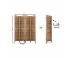 Room Divider Privacy Screen Foldable Partition Stand 4 Panel Brown