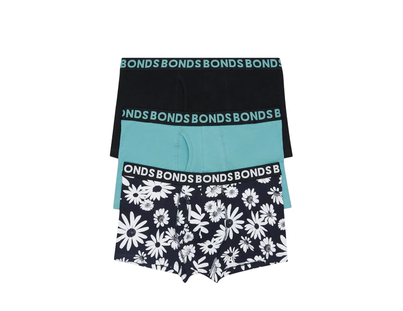 18 X Bonds Mens Everyday Trunk Underwear Flower Multi Black Undies Cotton/Elastane - Multi