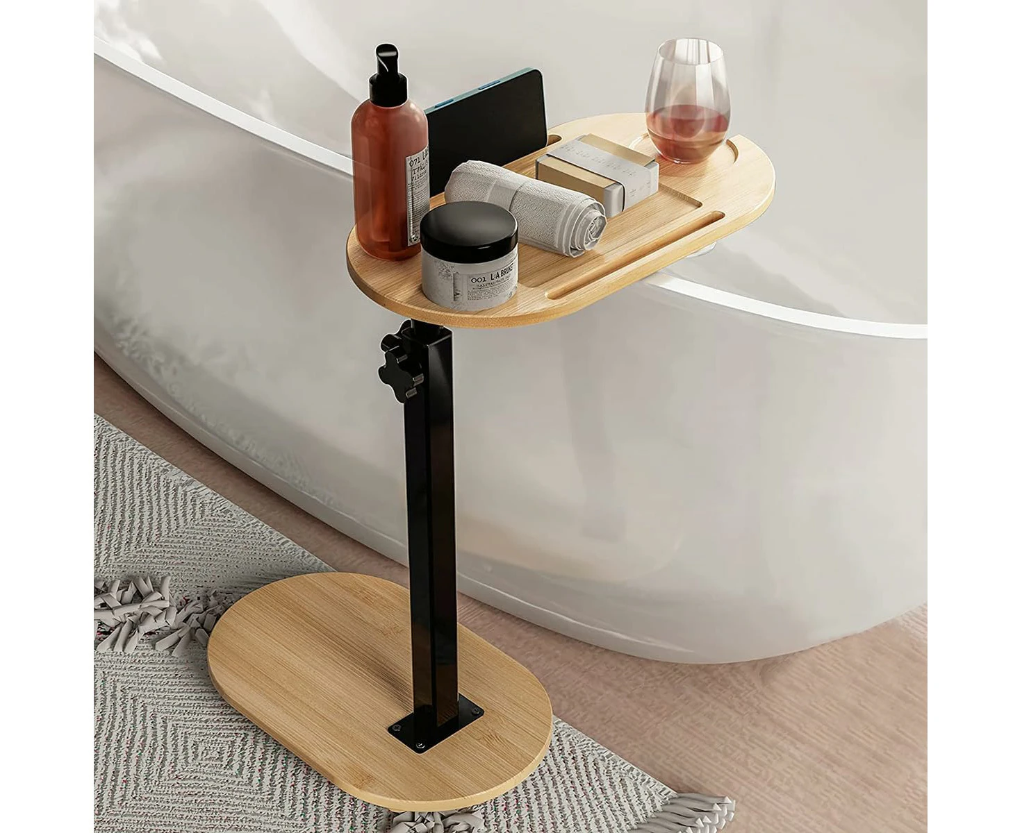 Bathtub Tray Table with Adjustable Height,Foldable Bamboo Bath Caddy Tray ,Bathtub Side Table for Luxury Bath Spa,Birthday Gifts