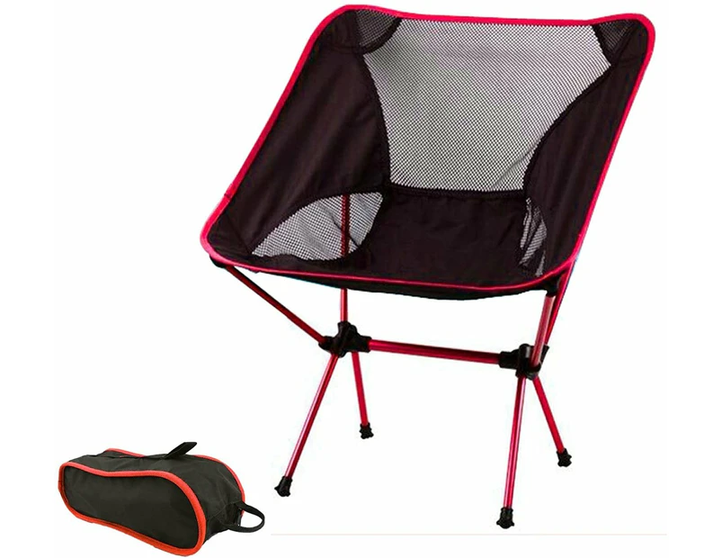 Ultralight Aluminum Alloy Folding Camping Camp Chair Outdoor Hiking Patio Backpacking - Red