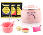 Pro 500ml Wax Pot Waxing Kit (Sydney Stock) Hard Wax Beads Warmer Silicone Melting Bowl Kit Paperless Depilatory Hair Removal Pink