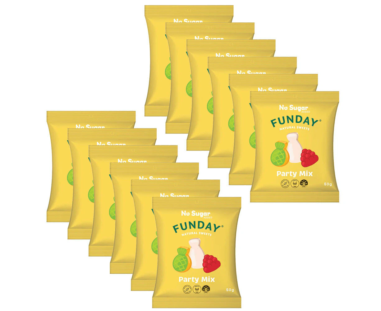 12pk Funday 50g Natural Sweets Party Lolly/Candy/Sweets Mix No Sugar Added