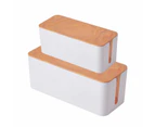 GOMINIMO Set of Two Cable Management Safety Tidy Box with Wood Pattern Lid White