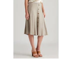NONI B - Womens Skirts -  A-Line Linen Button Skirt - Atmosphere