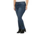 BeMe - Plus Size - Jeans -  Regular Length Slim Leg Emb Jeans - Mid Wash