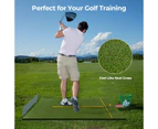 Costway 1.2×1.5m Golf Hitting Practice Mat Artificial Lawn Grass Pad 2 Rubber Tees & Alignment Sticks Golf Training Aid