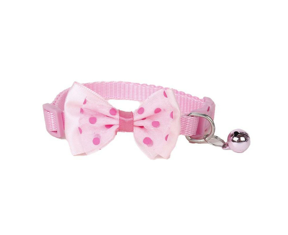 Bow Tie Pet Collar With Bell 8 Colours - Pink