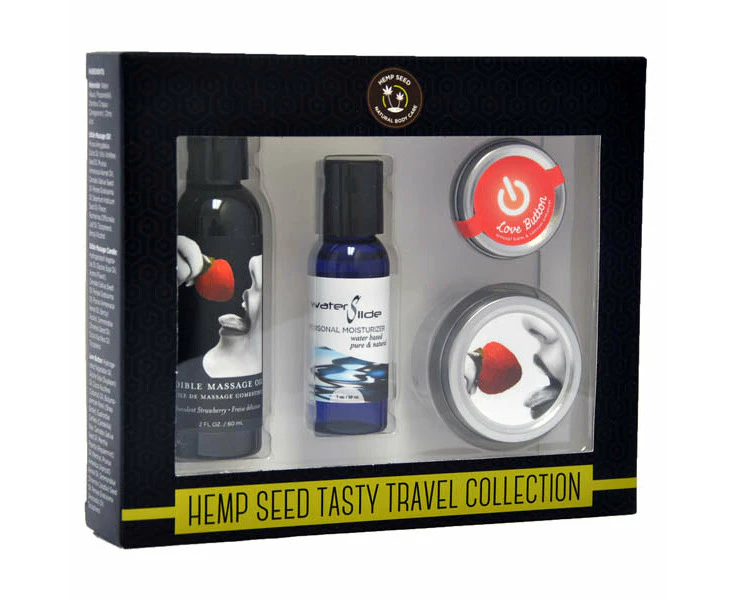 Hemp Seed Tasty Travel Collection - Strawberry Scented Lotion Kit - 4 Piece Set