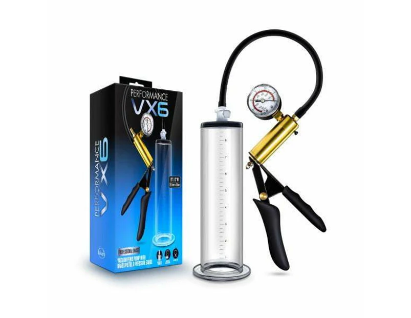 Performance Vx6 Vacuum Penis Pump - Clear Penis Pump With Brass Pistol & Gauge