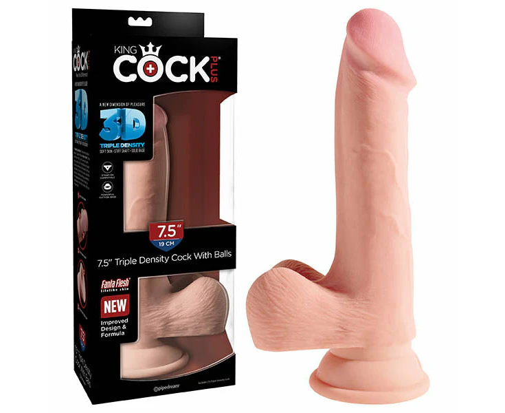 King Cock Plus 7.5'' Triple Density Cock with Balls - Flesh 19 cm Dong