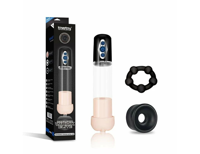 Maximizer Worx Elite Clear Pump With Vagina Sleeve & Cock Ring