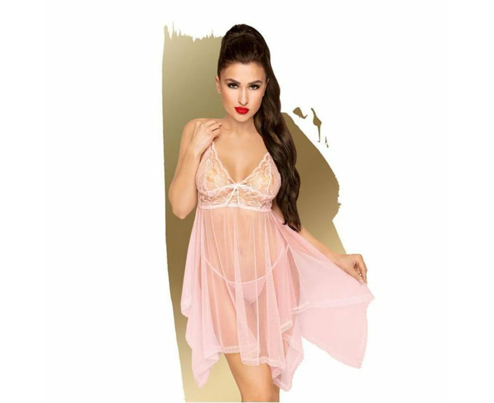 Penthouse - Naughty Doll Babydoll with G-String (Light Pink) - M/L