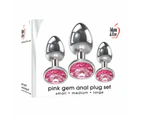 Adam & Eve Pink Gem Anal Metallic Gems Plug Set - 3 Sizes