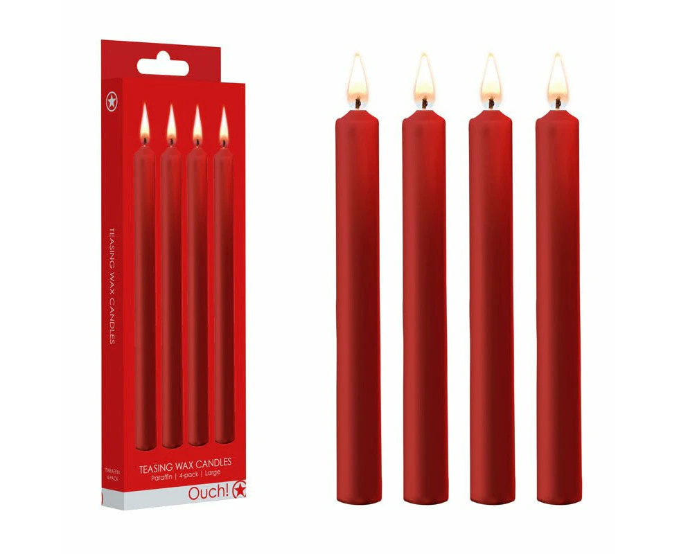 OUCH! Teasing Wax Candles Large - Red - Red Large Drip Candles - 4 Pack