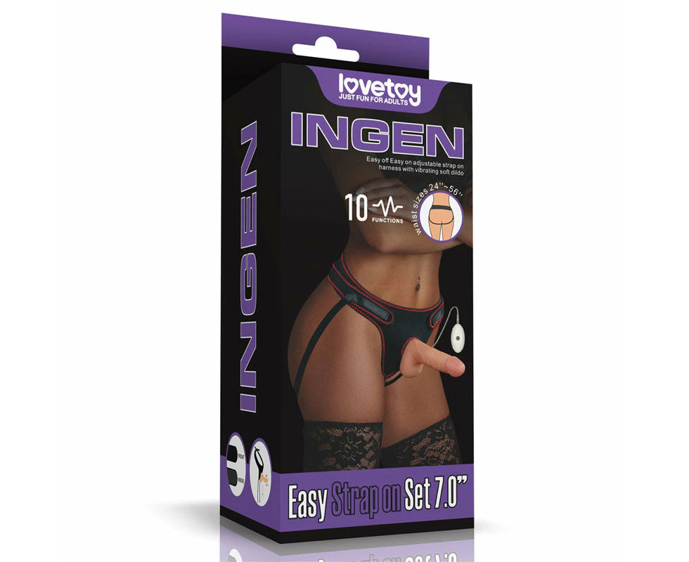 Ingen Strap-On with Vibrating 7 Inch Dildo with Balls