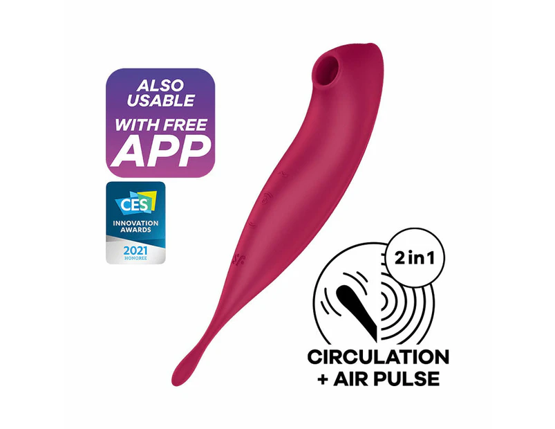 Satisfyer Twirling Pro+ Air Pulse Clitoral Vibrator With App Control - Dark Red