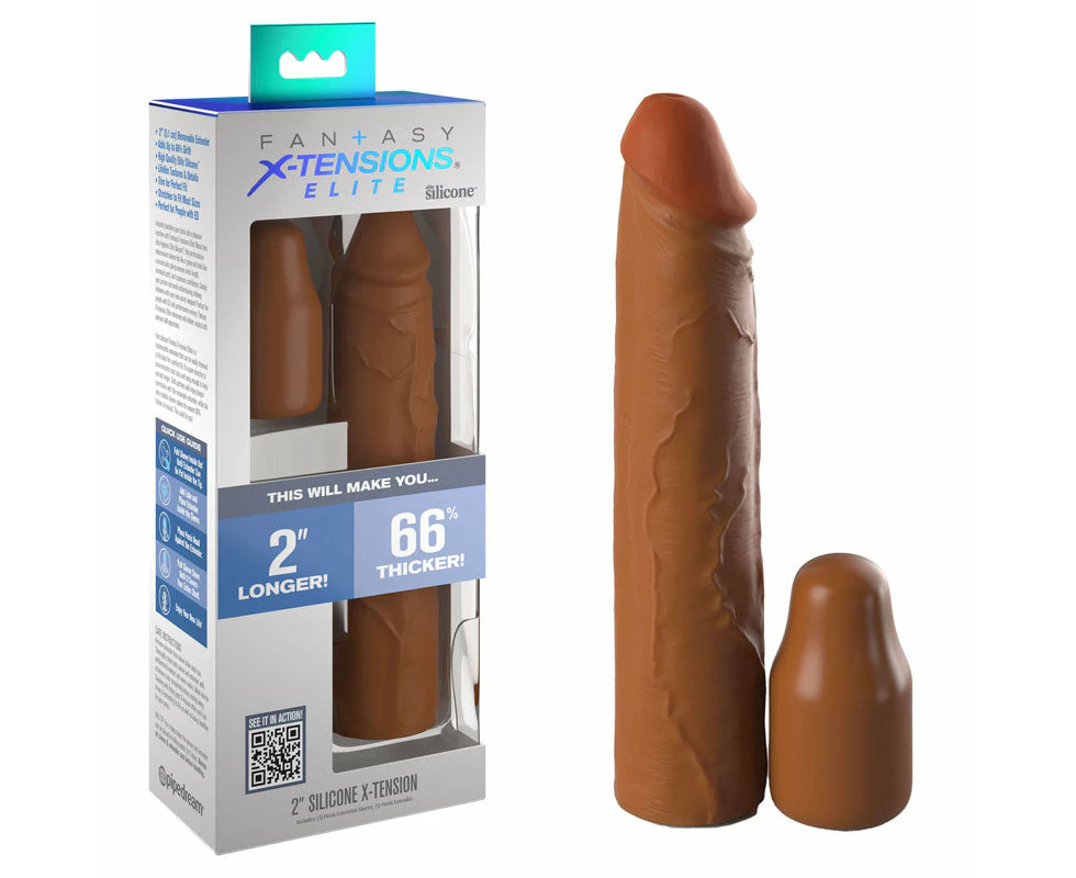 Fantasy X Tensions Elite 2 Inches Penis Silicone Extension Sleeve - Tan