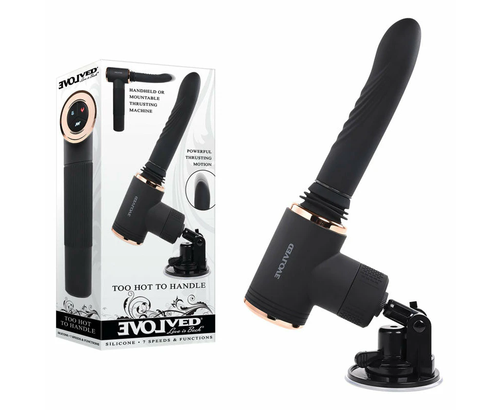 Evolved TOO HOT TO HANDLE - Black USB Rechargeable Thrusting Vibe with Stand