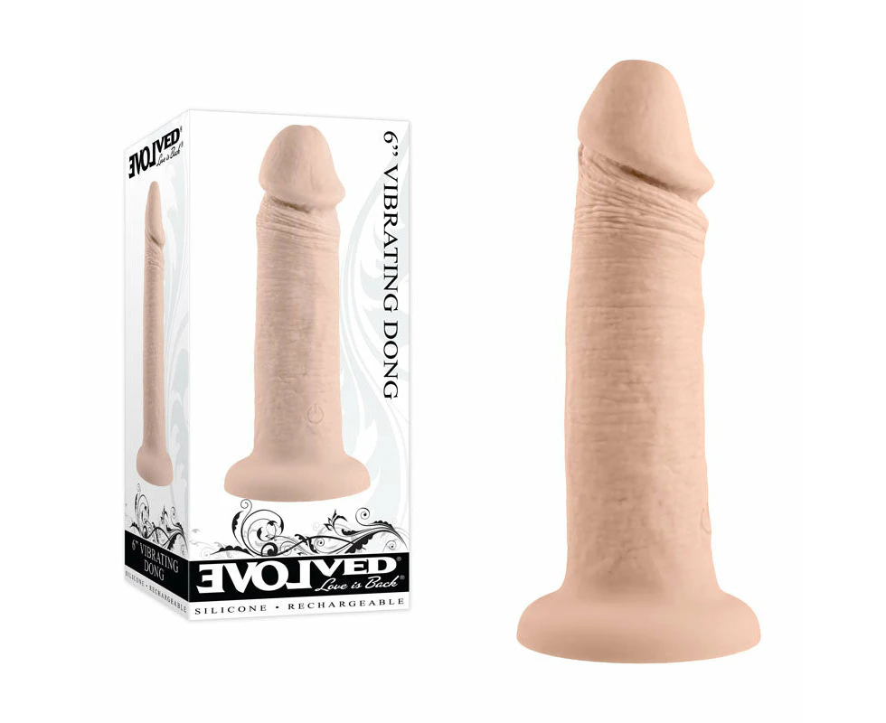 Evolved 6 Inches Flesh Rechargeable Vibrating Dong - Light