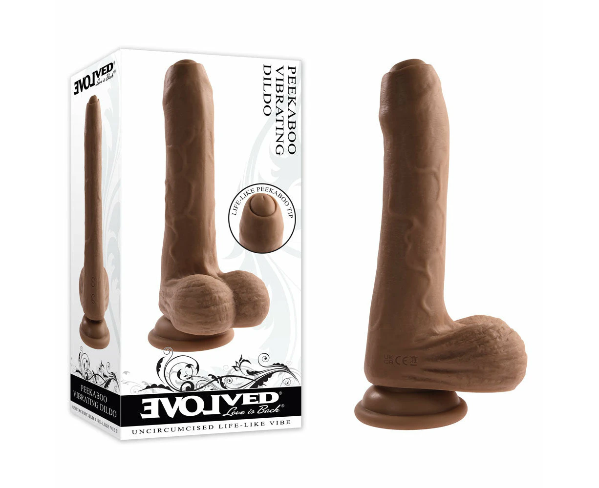 Evolved PEEK A BOO VIBRATING DILDO DARK-(en-rd-2789-2)