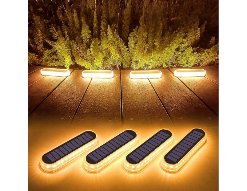 Outdoor Solar Deck Lights - 4 Pack, 2700K Warm White LED, Waterproof