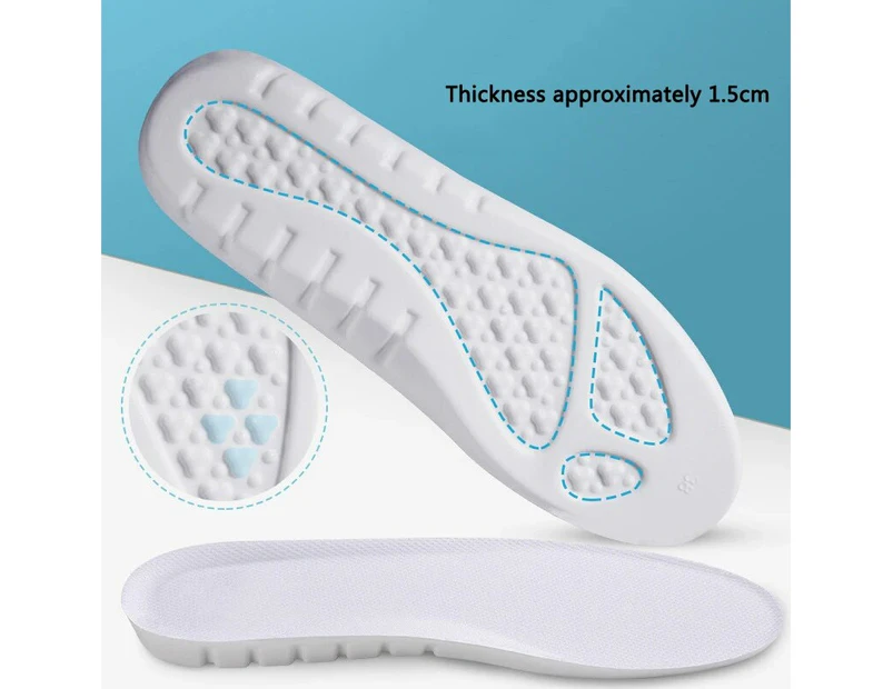 Memory Foam Insoles for Sneakers Comfort Inner Sole Arch Support Shoe Pads Men Women Breathable Sports Running Shoes Cushion - White