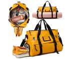 Endurance Duffel Gym Bag - Yoga Mat Strap and Shoe Compartment - Wet/Dry Separation Pocket - OZ Smart - Yellow