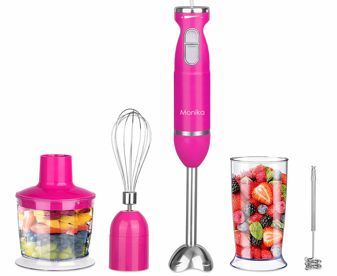 Monika 5In1 Electric Stick Blender Handheld Mixer Chopper Stainless Steel Whisk