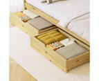 Oikiture 2x Bed Frame Storage Drawers Trundle Wooden