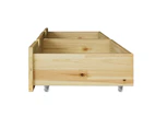 Oikiture 2x Bed Frame Storage Drawers Trundle Wooden