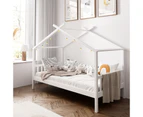 Oikiture Bed Frame Wooden Kids House Frame White TOMI