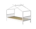 Oikiture Bed Frame Wooden Kids House Frame White TOMI