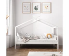 Oikiture Bed Frame Wooden Kids House Frame White TOMI