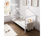 Oikiture Bed Frame Wooden Kids House Frame White TOMI