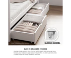 Oikiture Bed Frame Wooden Single Timber House Frame Storage Drawers White